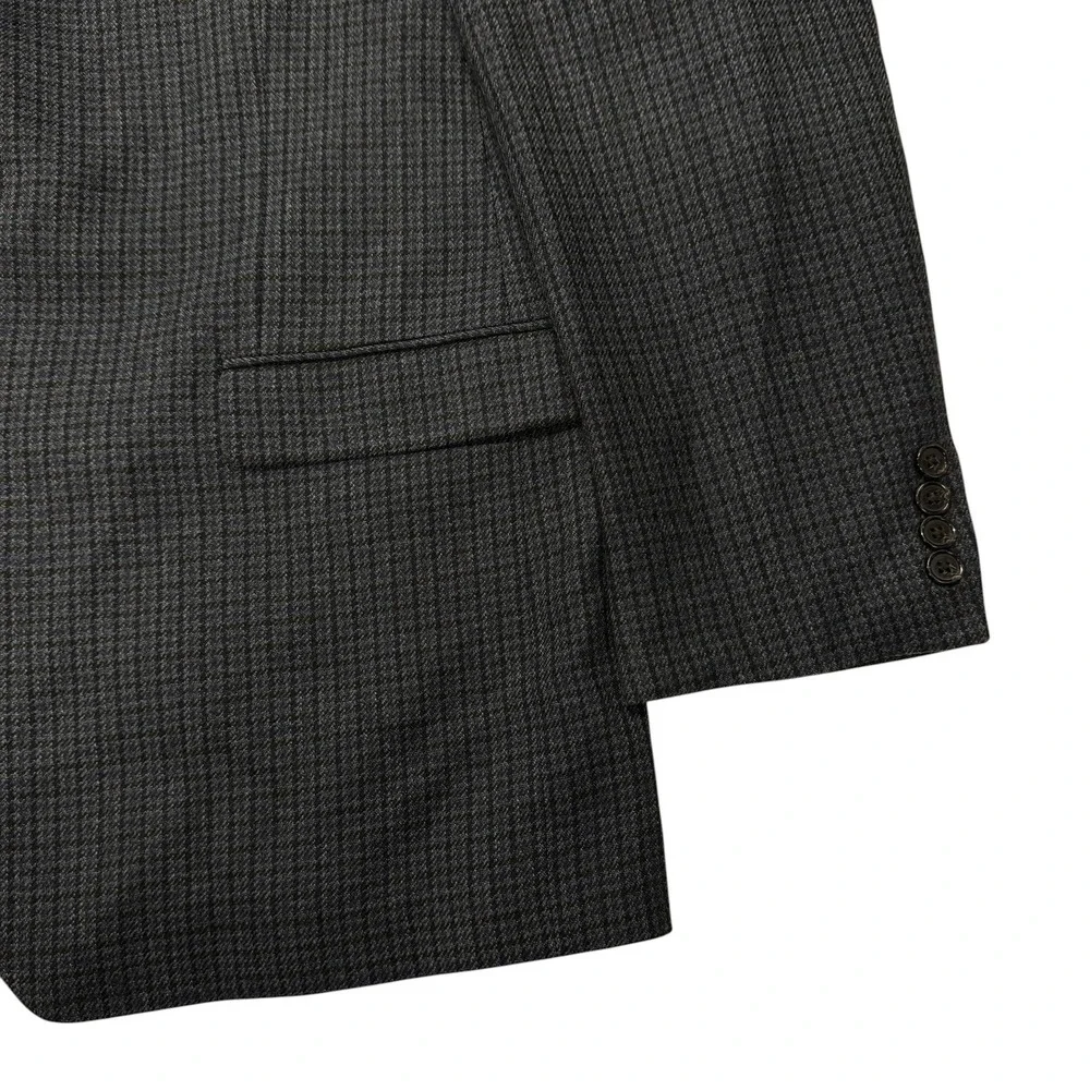 Lauren Ralph Lauren Mens 44L Blue Black Wool Micro Check Blazer Sport Coat